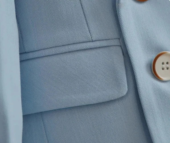 Baby Boy Wedding Outfit | Blue | 5-Pieces Set: Blazer Coat, Waistcoat, Shirt, Bow Tie & Trousers (12 months - 12 Years)