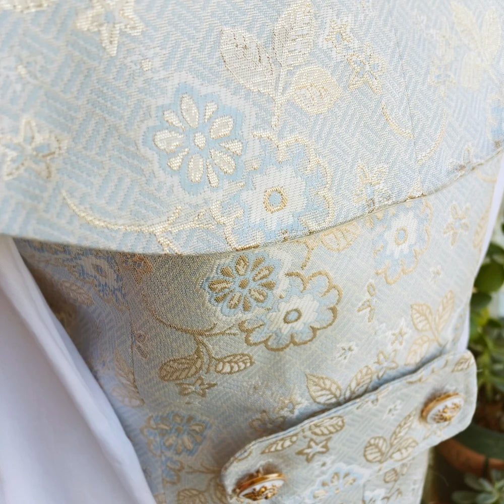 Baby Boy Formal Outfit | Vintage Style-Inspired Brocade Set Cape Collar, Shirt, Bow Tie & Shorts (9 Months - 4 Years)