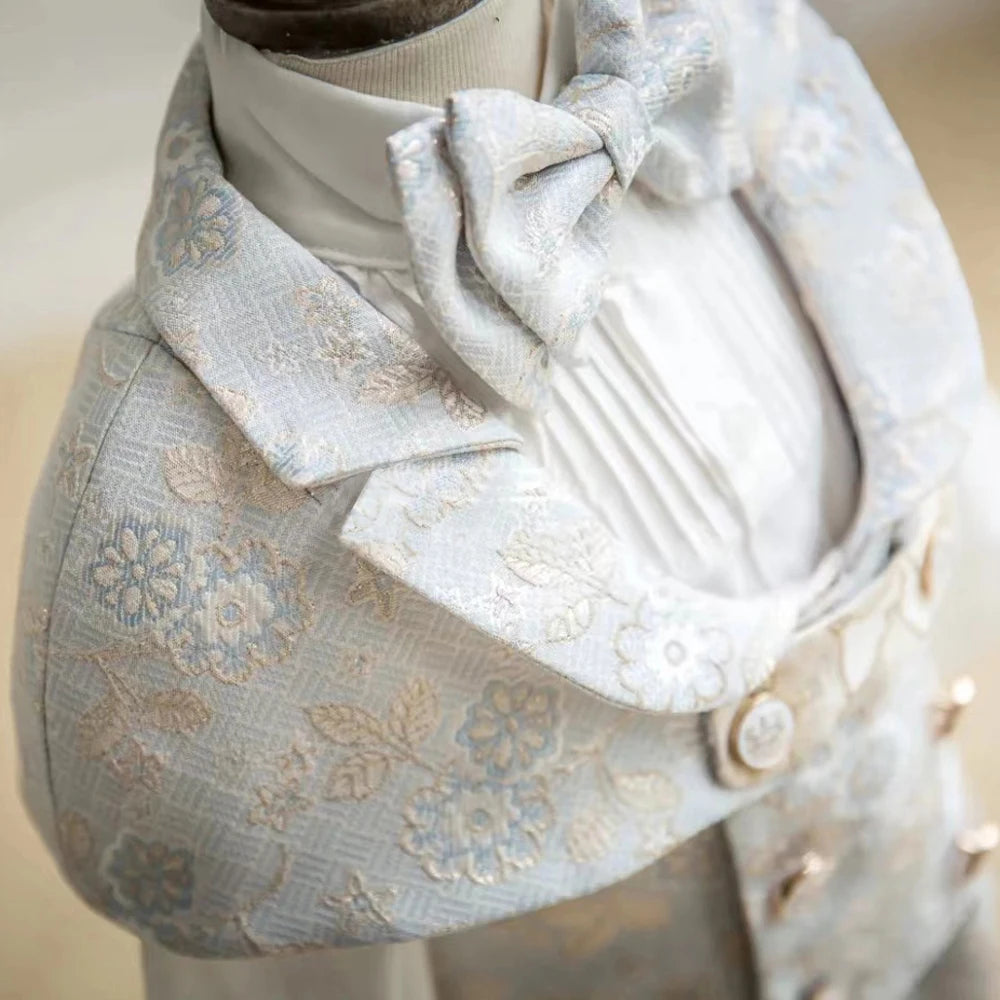 Baby Boy Formal Outfit |  Vintage Style-Inspired Brocade Set Cape Collar, Shirt, Bow Tie & Shorts (9 Months - 4 Years)