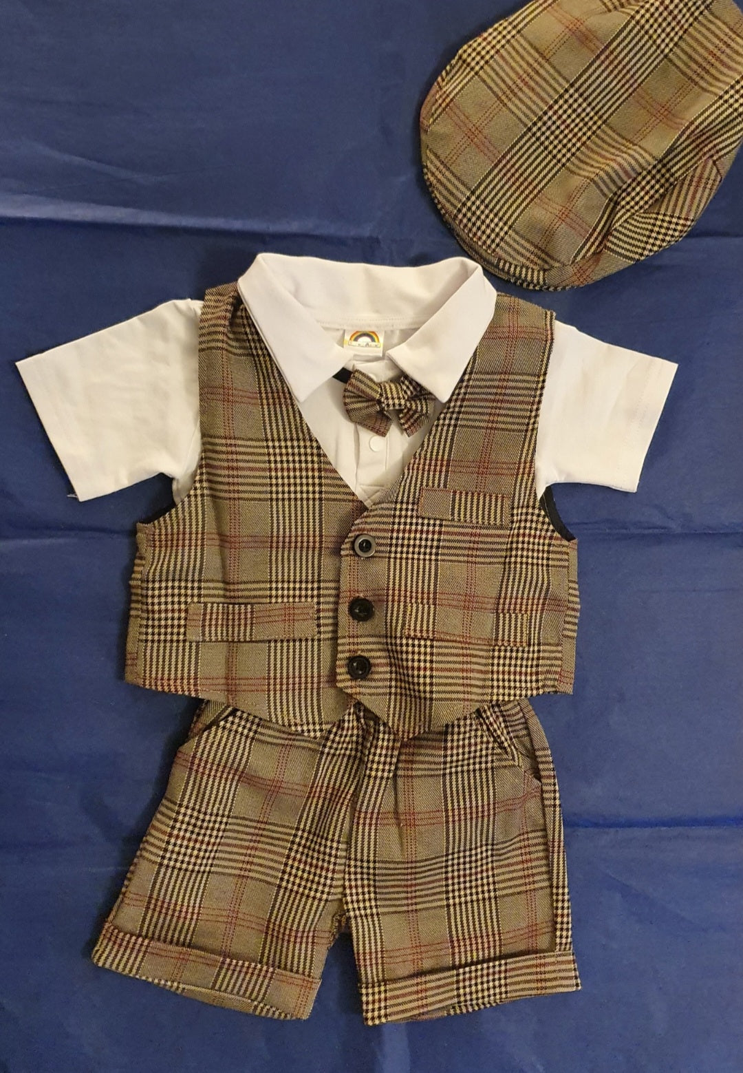 Newborn Baby | Peaky Blinders Boy Outfit | Plaid Brown (3 months to 24 Months)