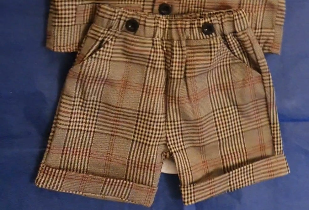 Newborn Baby | Peaky Blinders Boy Outfit | Plaid Brown (3 months to 24 Months)